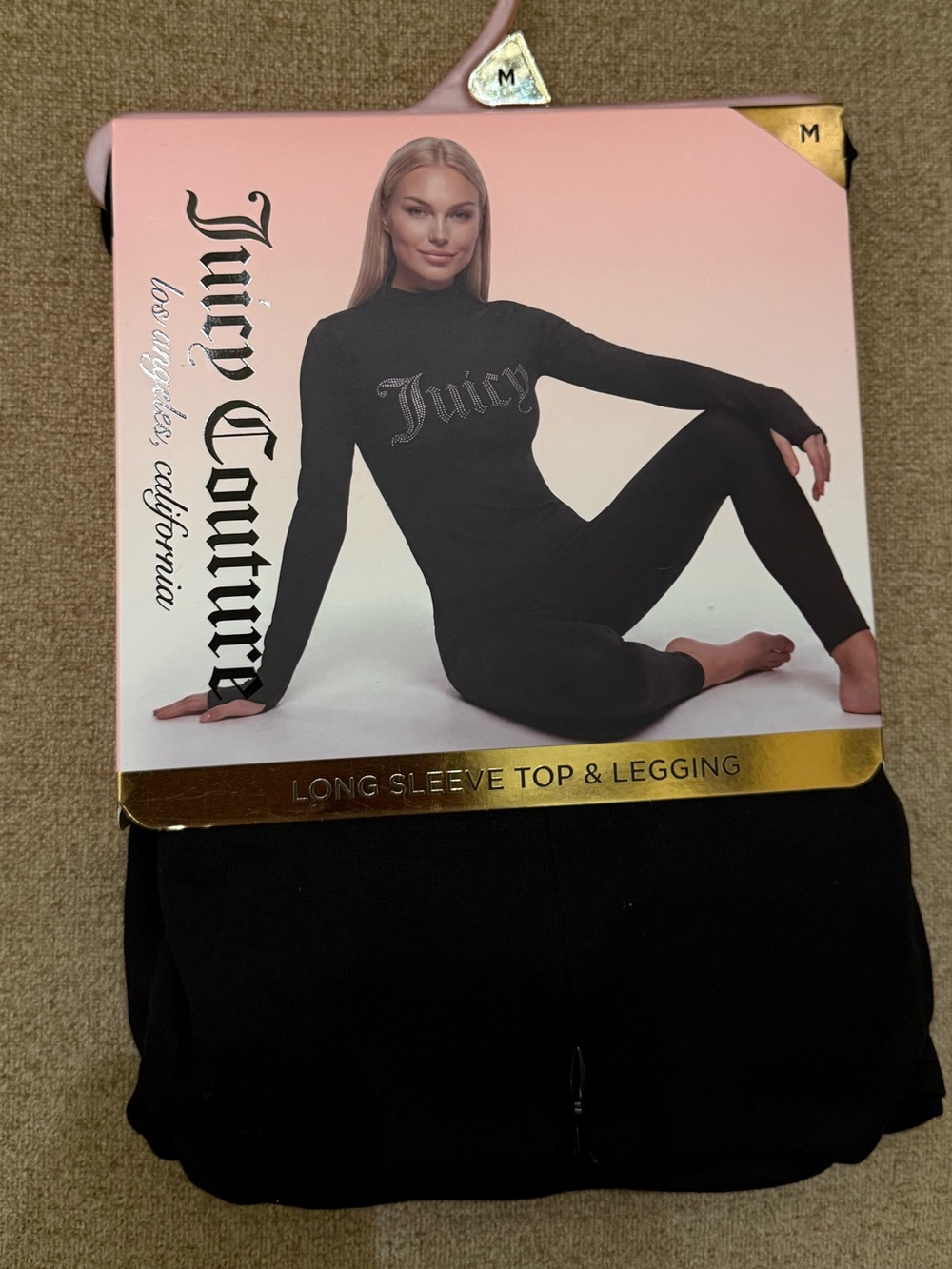 Juicy Couture Long Sleeve Top and Legging Rhinestone Black Set Size Medium NWT